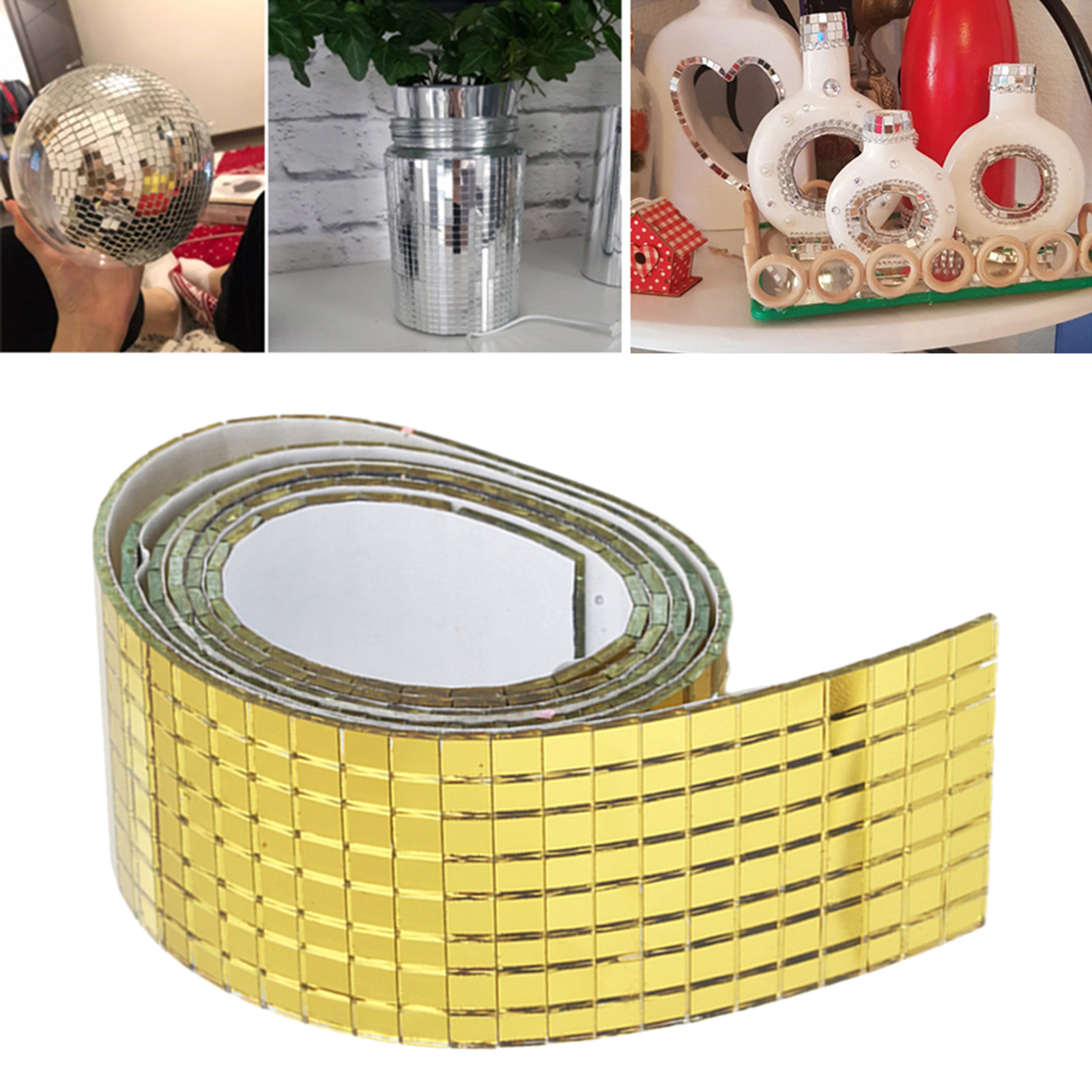 1464 Pieces Self-Adhesive Mosaic Tiles Square Glass Mirrors Mosaic Tiles Mirror for DIY Craft Decoration (Gold Silver Choose)