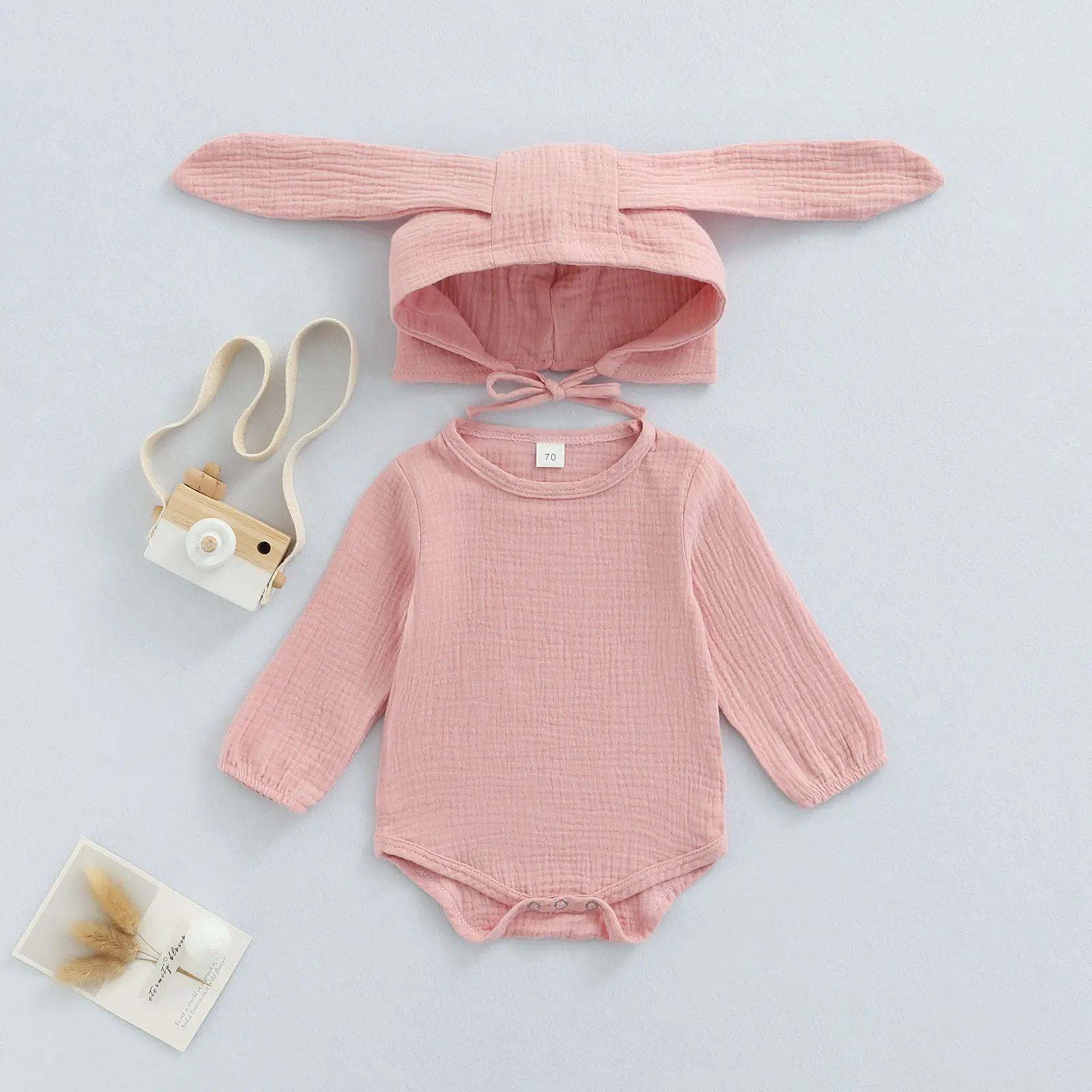 Ma&Baby 3-24M Newborn Infant Baby Boys Girls Bunny Romper Long Sleeve Jumpsuit + Long Ear Hat Autumn Spring Easter Clothes D84 Baby Bodysuits made from viscose 