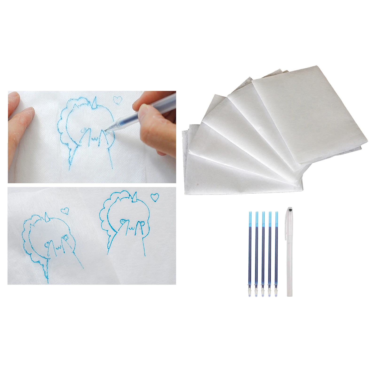 5 Sheets Water Soluble Embroidery Stabilizer Transfer Paper with Pen