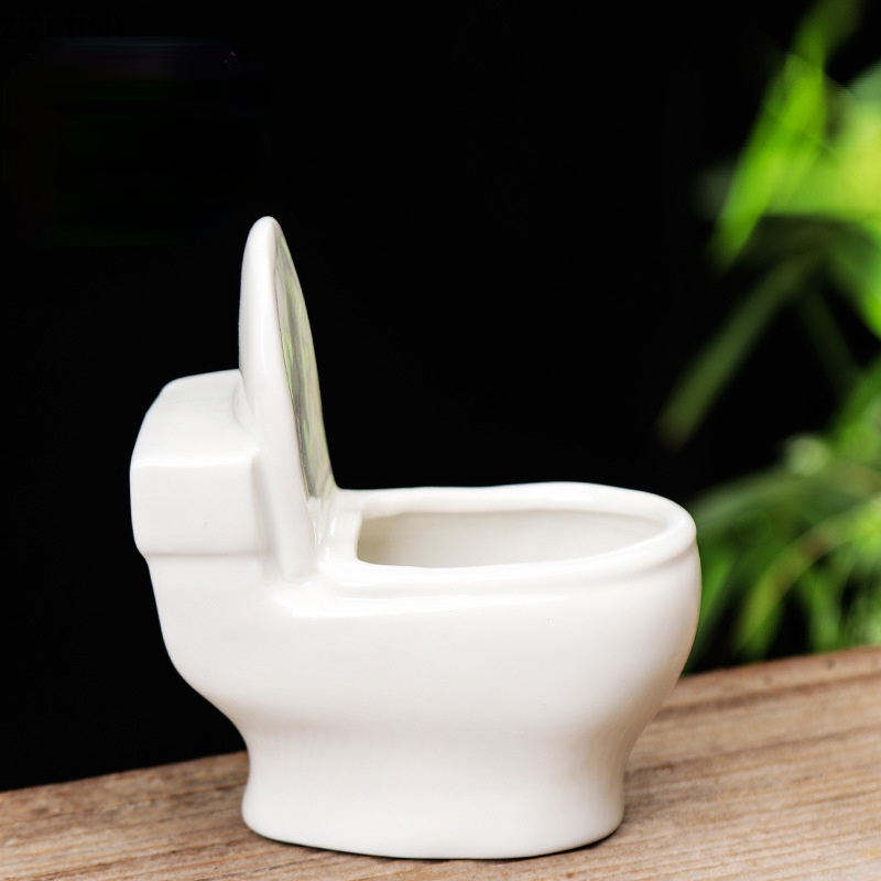 Description Picture 6 of itemWhite Ceramic Succulent Flower Pot Toilet Shape Flower Pot Plant Pot Flower Vase Garden Pots Gardening Supplies Potted Container
