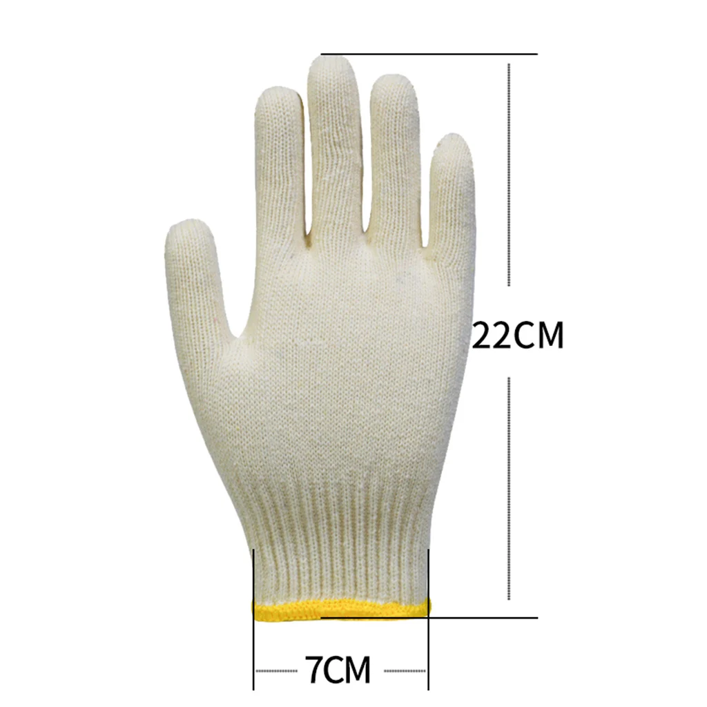 [12 Pairs] Cotton Yarn Knit Protection Grip Work Gloves for Painter Industrial Warehouse Gardening, Men Women, Natural Beige
