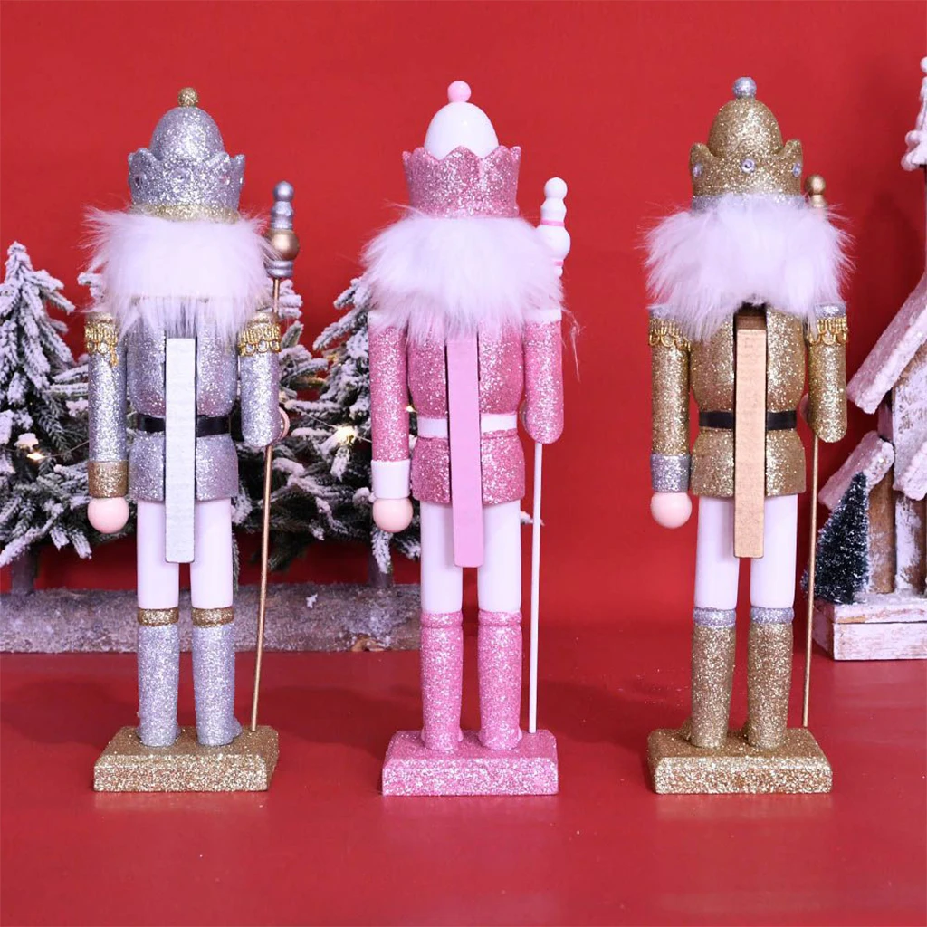 12 inch Wooden Nutcracker King Ornaments Christmas Decoration Figures Gift