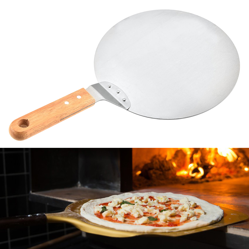 Stainless Steel Anti-scald Pizza Peel Pan Tray Pizza Plate Round Dish Cake Shovel Oven Kitchen Baking Pastry Tools