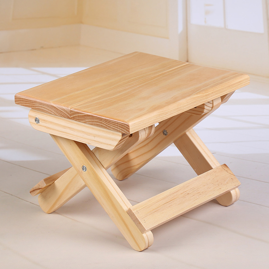 Foldable Wooden Step Stool Portable Small Chair Seat for Outdoor Fishing