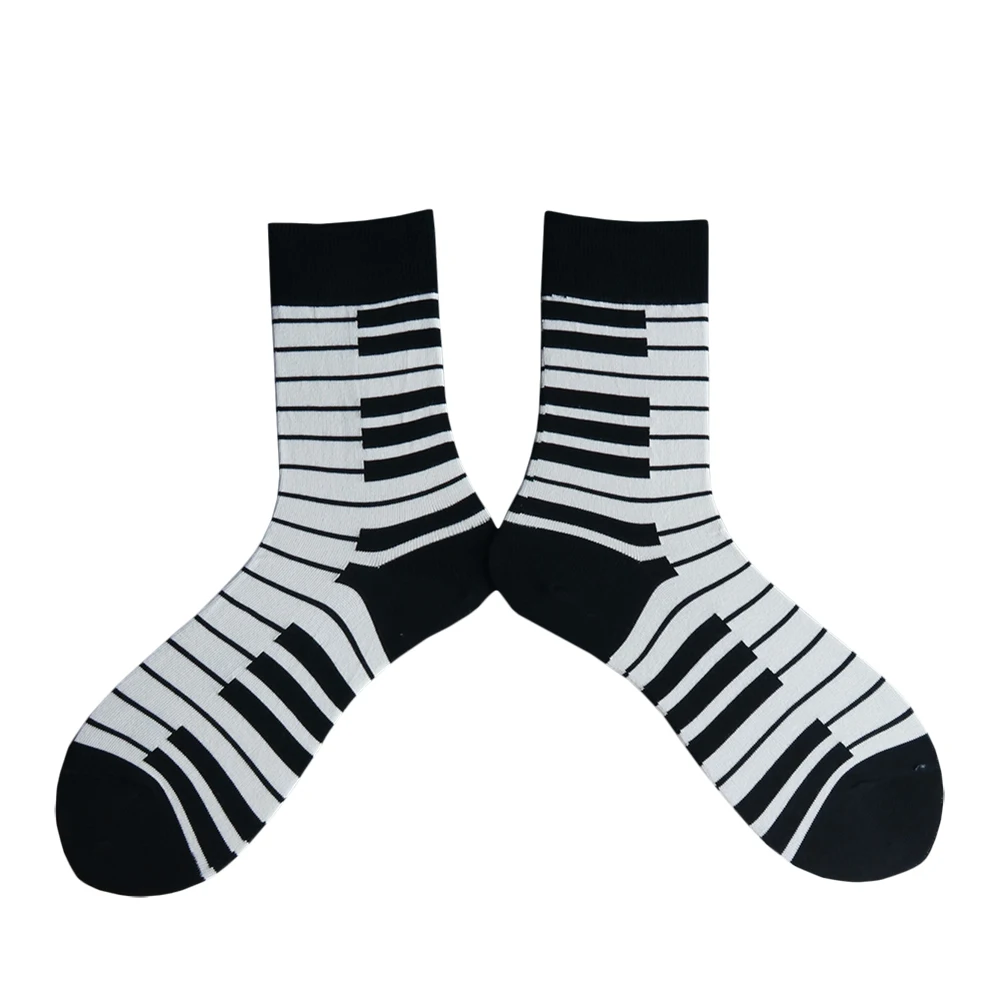 crew socks women Girl Socks Couple Gift Cotton Street White Piano Pattern Trend Fashion Socks Unique and Cool Personality Design support socks for women