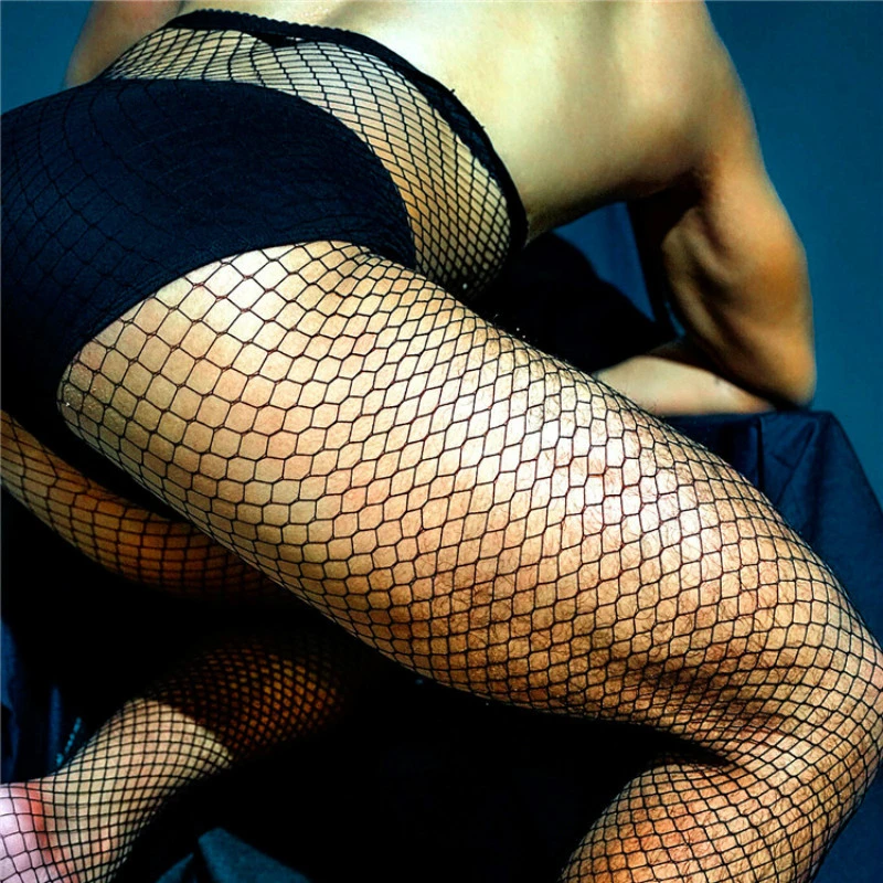 2022 Men's Nets Pantyhose Breathable Sexy Fishnet Tights Stockings Mens Underwear Dropshipping Black Hosiery Gay Mens Panty hose sexy thigh high stockings