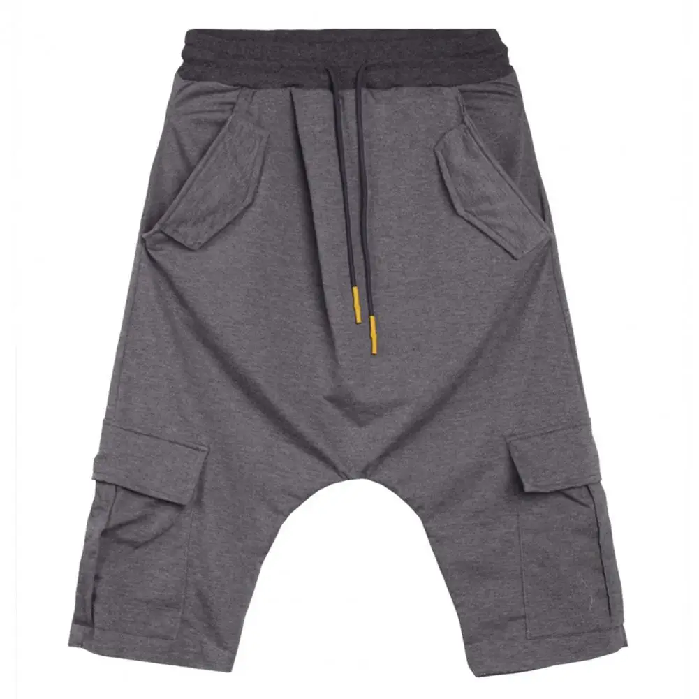 Men Harem Pants Adjustable Micro-elastic Soft Cotton Blend Low Crotch Cargo Trousers Summer Men's Clothing
