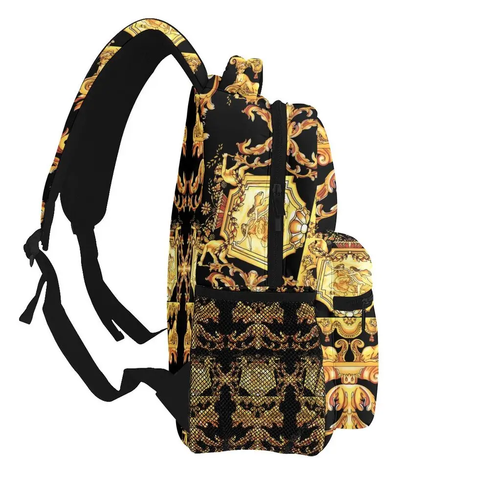 stylish camera bag NOISYDESIGNS Golden Baroque Print Women Backpack Student School Bag Soft Strap BookBag Laptop Rucksack Teenager Girl Schoolbags trendy laptop backpacks