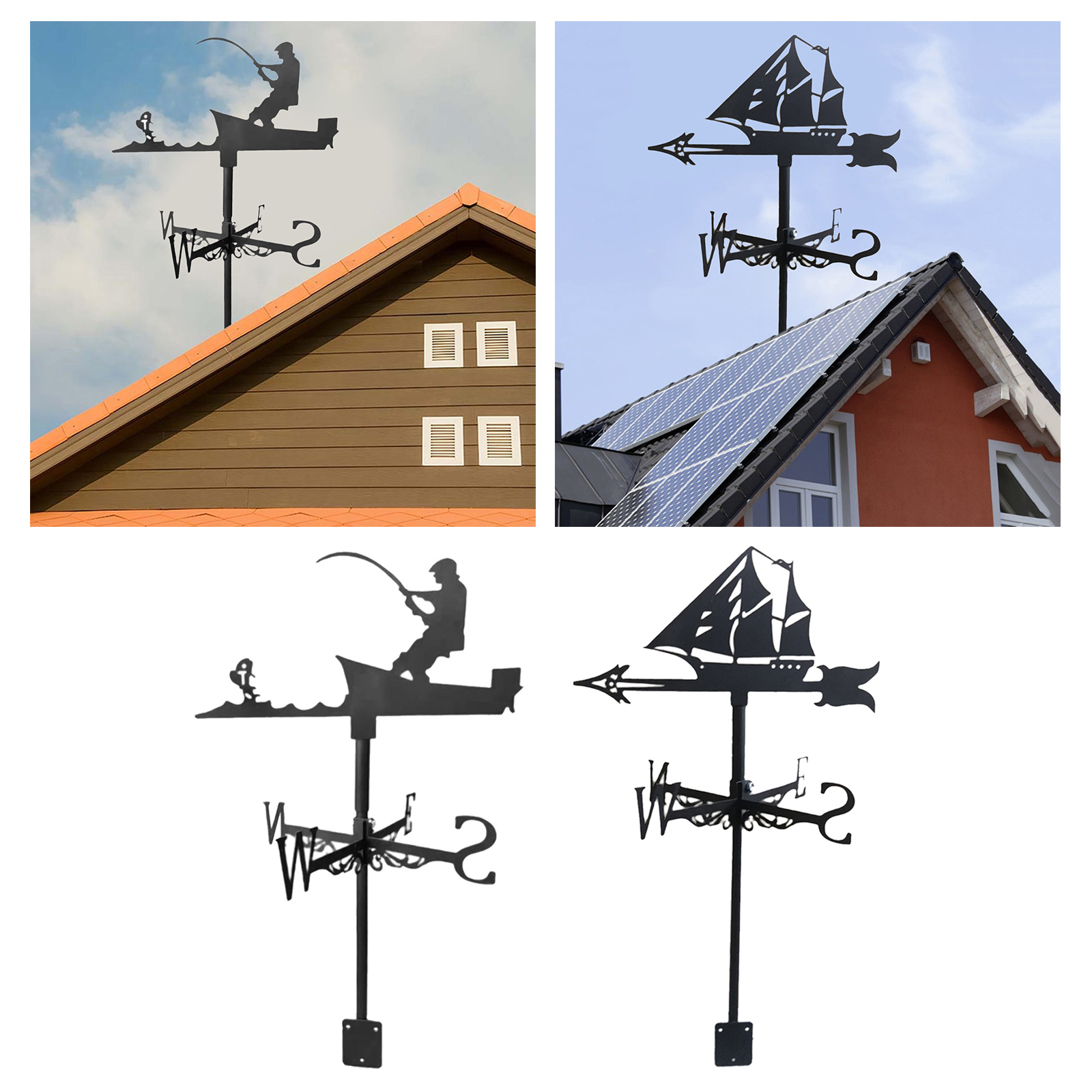 Creative Metal Sailboat Wind Vane Wind Direction Indicator Outdoor Yard Garden Decor