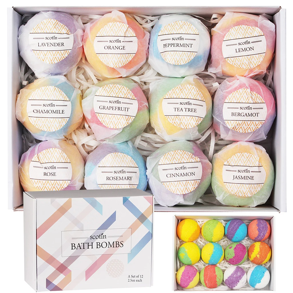 12 Packs Mixed Color Handmade Bath Salt Set Women  Spa Bath Bomb 70g