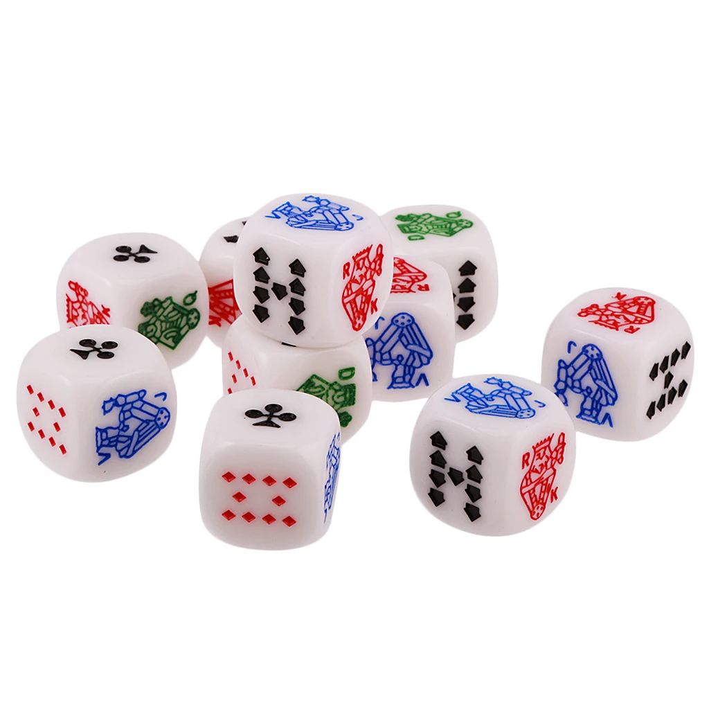 MagiDeal Hot Sale Acrylic 10Pcs 12mm Six Sided Poker Dice for Casino Poker Card Game Favours for Fun Family Pub Game Dice Toy