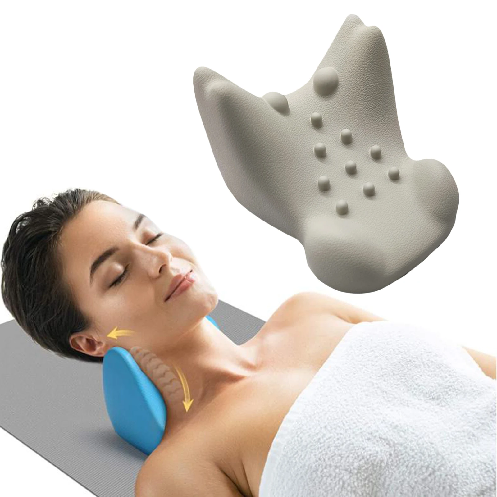 Neck Shoulder Relaxer w/Massage Point Cervical Neck Curve Corrector for Muscle Relax Management Simple Effective