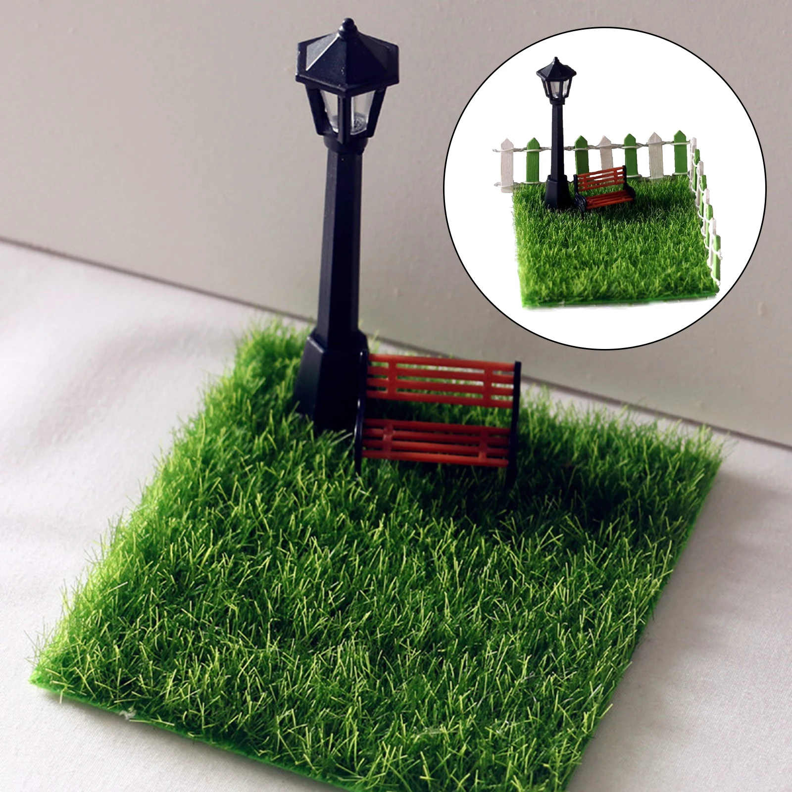 1/12 Doll House Miniature Fairy Garden Green Lawn Street Light Micro Landscape Patio Decoration Creative Furniture Set