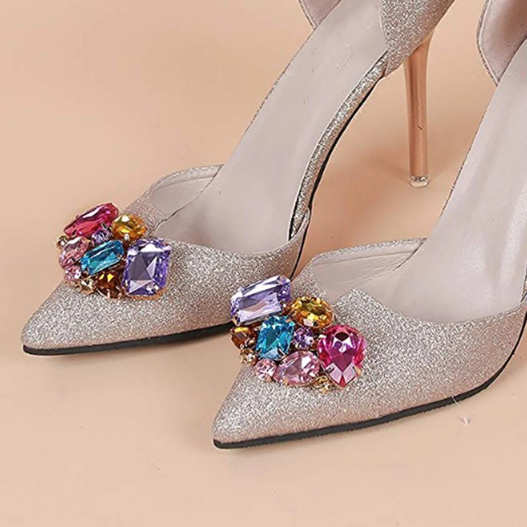 2x Detachable Shoe Clip Colorful Crystal Shoe Hanger Buckles Decor