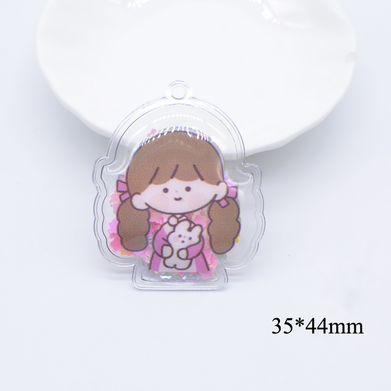 8 Stücke 3,5 cm Doppelseitig Bedruckte Mädchen Bär Pailletten Applikationen für DIY Kleidung Patches Kopfbedeckung Clips Bogen Anhänger Dekor Zubehör – Detail 5