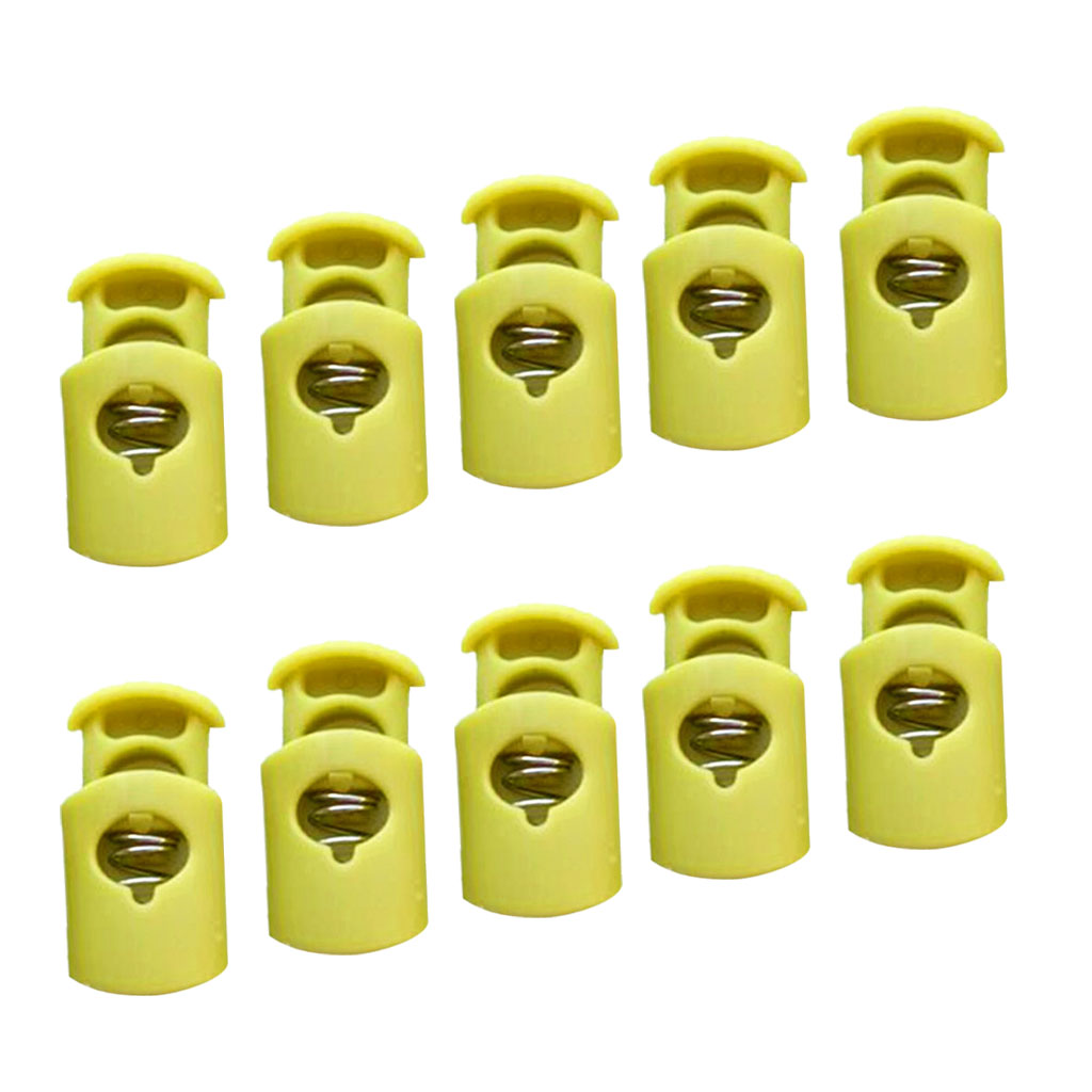 10pcs/set Plastic Toggle Barrel Cord Lock Stopper Spring End Stop - Fluorescent Green
