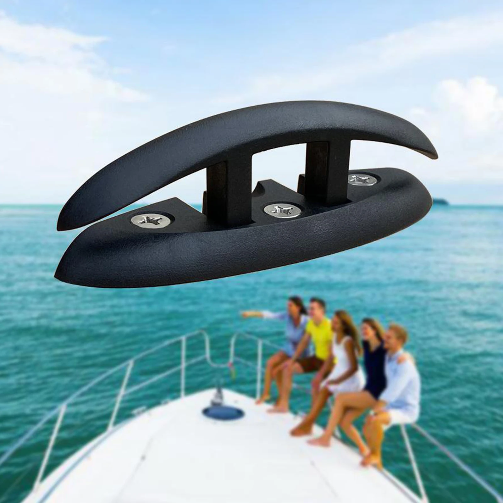 130mm Nylon Boat  Up Folding Pull Up Cleat Deck Recessed Kayak Black