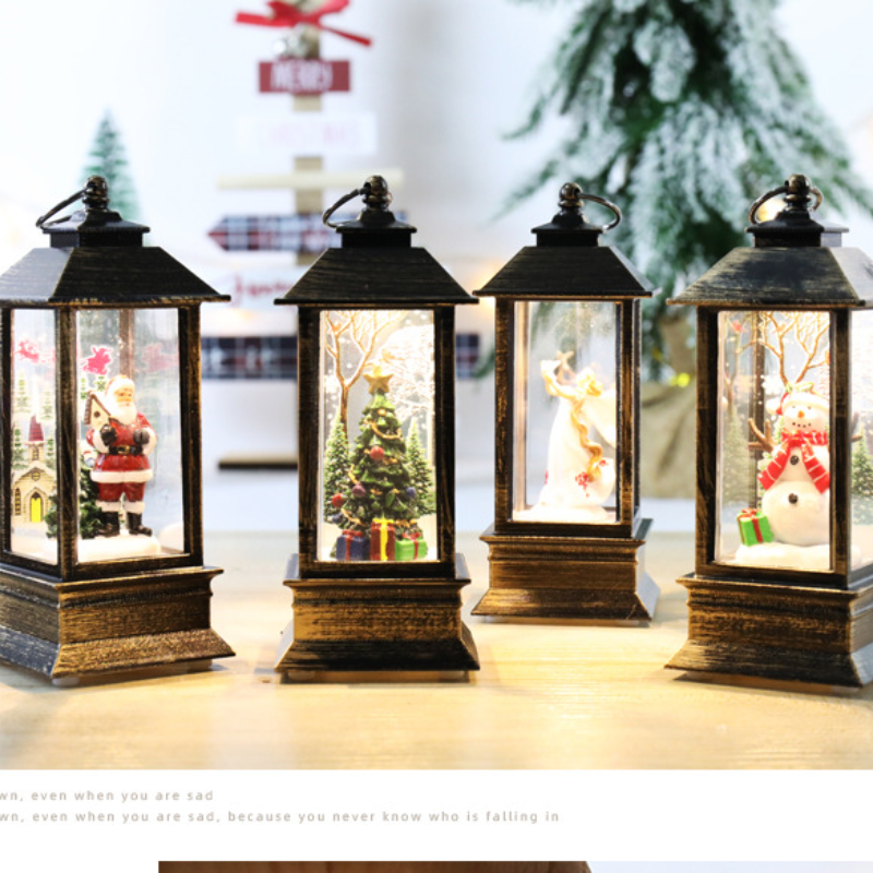 Description Picture 3 of itemHanging Christmas Lantern With Flickering LED Lanterns Night Light lanterne decoration Glittering Simulation Snow Globe Lantern