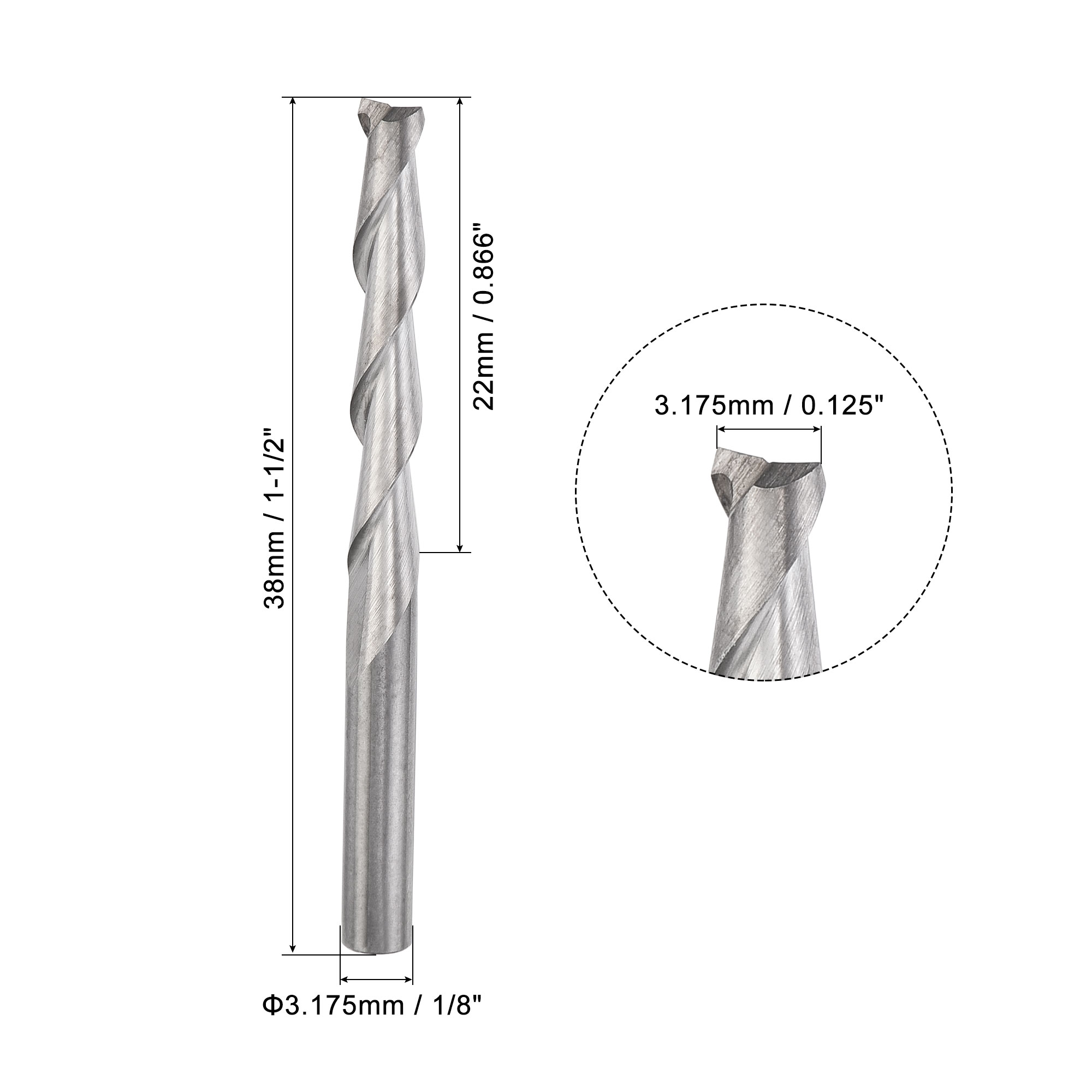 Uxcell-CNC espiral Router Bits, 1 8 