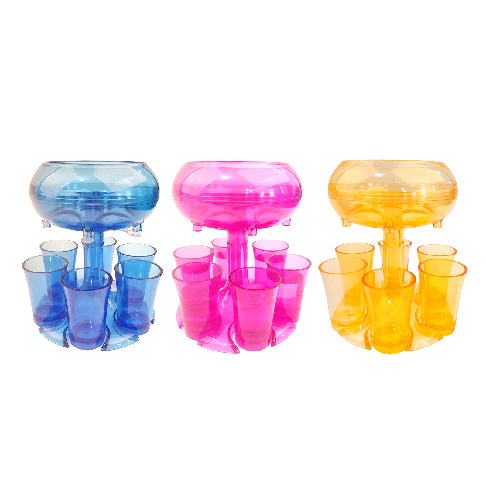 6 Shot Glass Dispenser Holder with 6 Pcs Acrylic Cup Drinking Games Wine Dispenser for Weekend Party Cocktail Parties