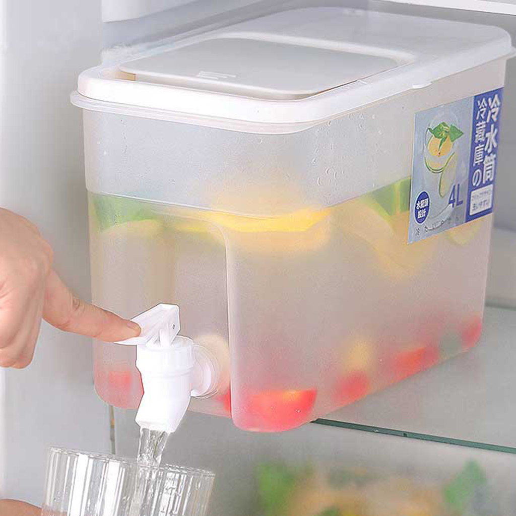 Water Jug for Hot and Cold Beverage Summer Fruit Tea Kitchen Pitcher Iced Beverage Dispenser Fresh-keeping with Faucet