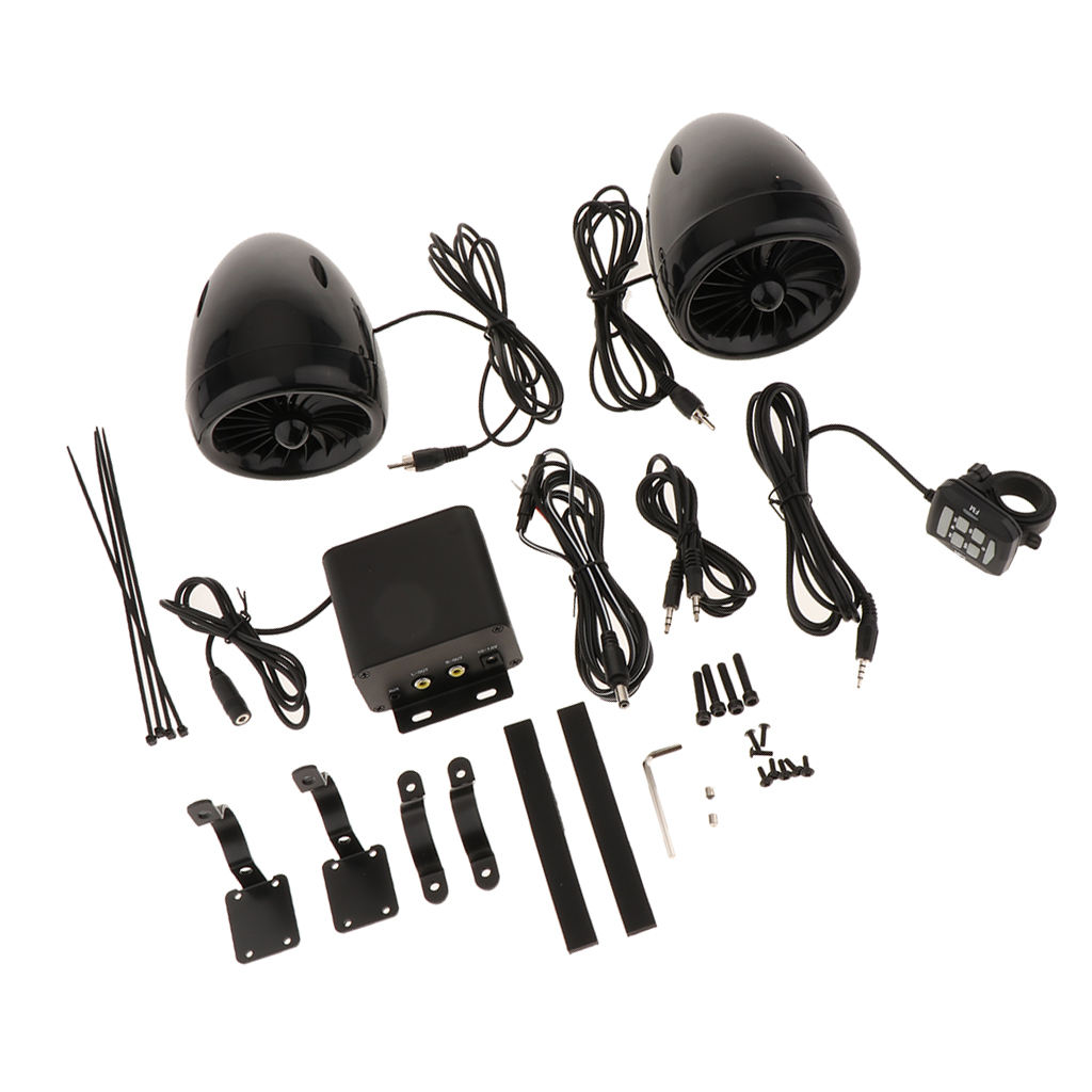 Motorcycle Weatherproof Bluetooth Wireless Speaker 7/8-1 in. Handlebar Mount Sound Audio Stereo Amplifier System FM Radio