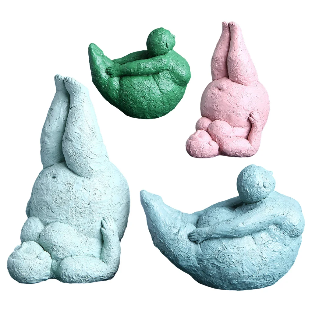 Home Decor Abstract Fat Lady Figurines Resin Art Woman Sculpture Tabletop Souvenirs Resin Sculpture Yoga Poses Resin