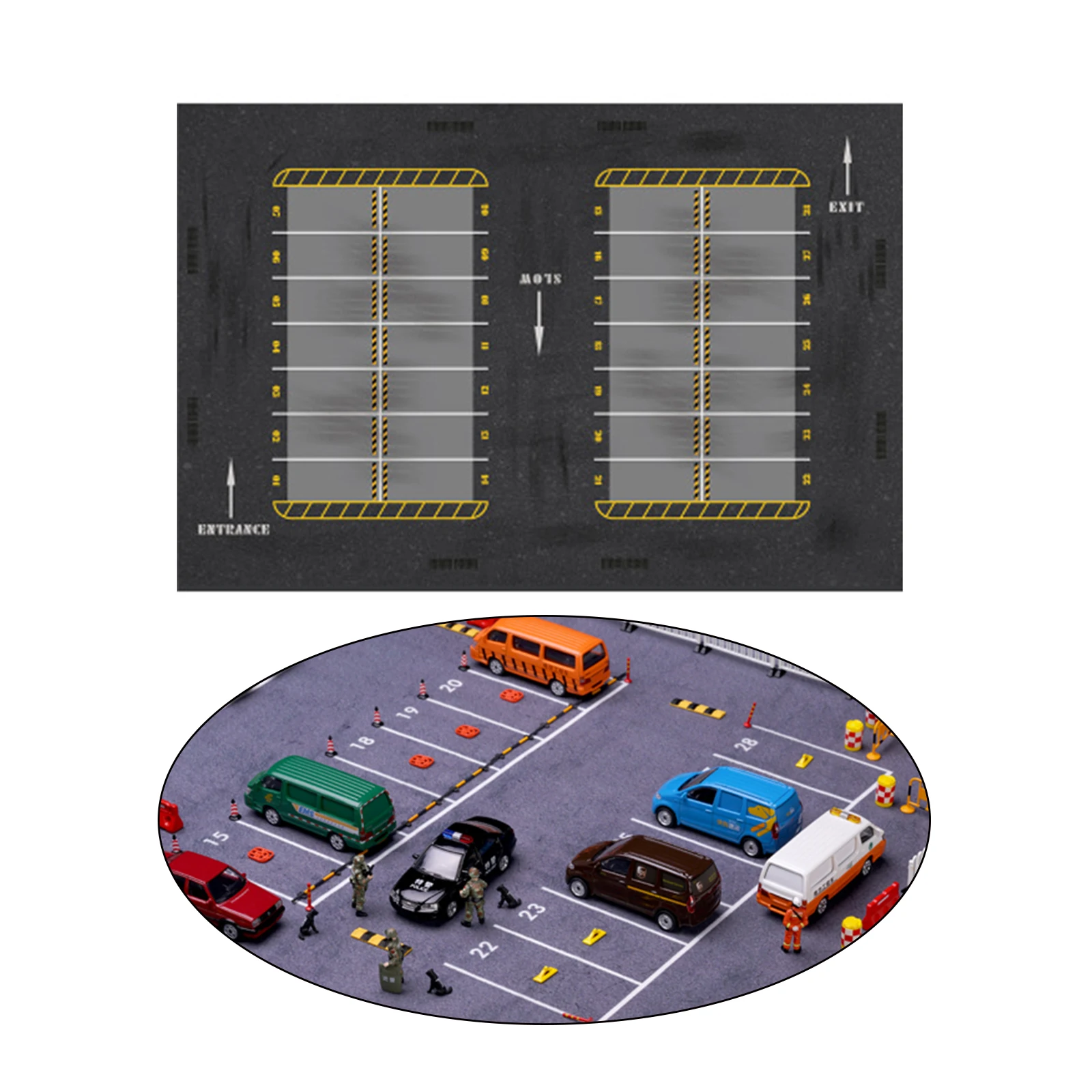 Parking Lot Mat, Cloth&Rubber Smooth Surface Vehicle Scene Display Scene Show Mouse Pad, 1/64 for Office Accessories Home Clerk