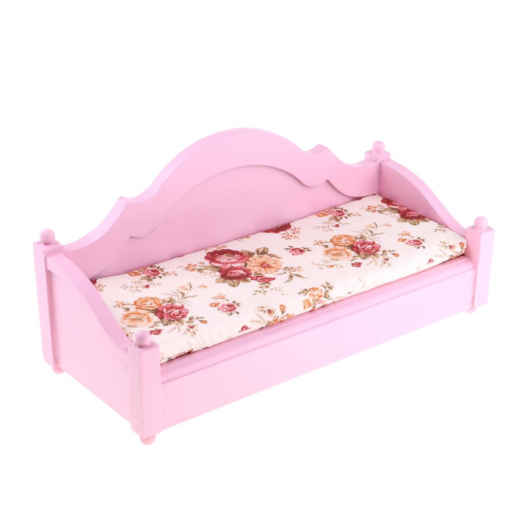 Handmade 1/6 Double Sofa Bed Couch Dollhouse Miniature Furniture Decor