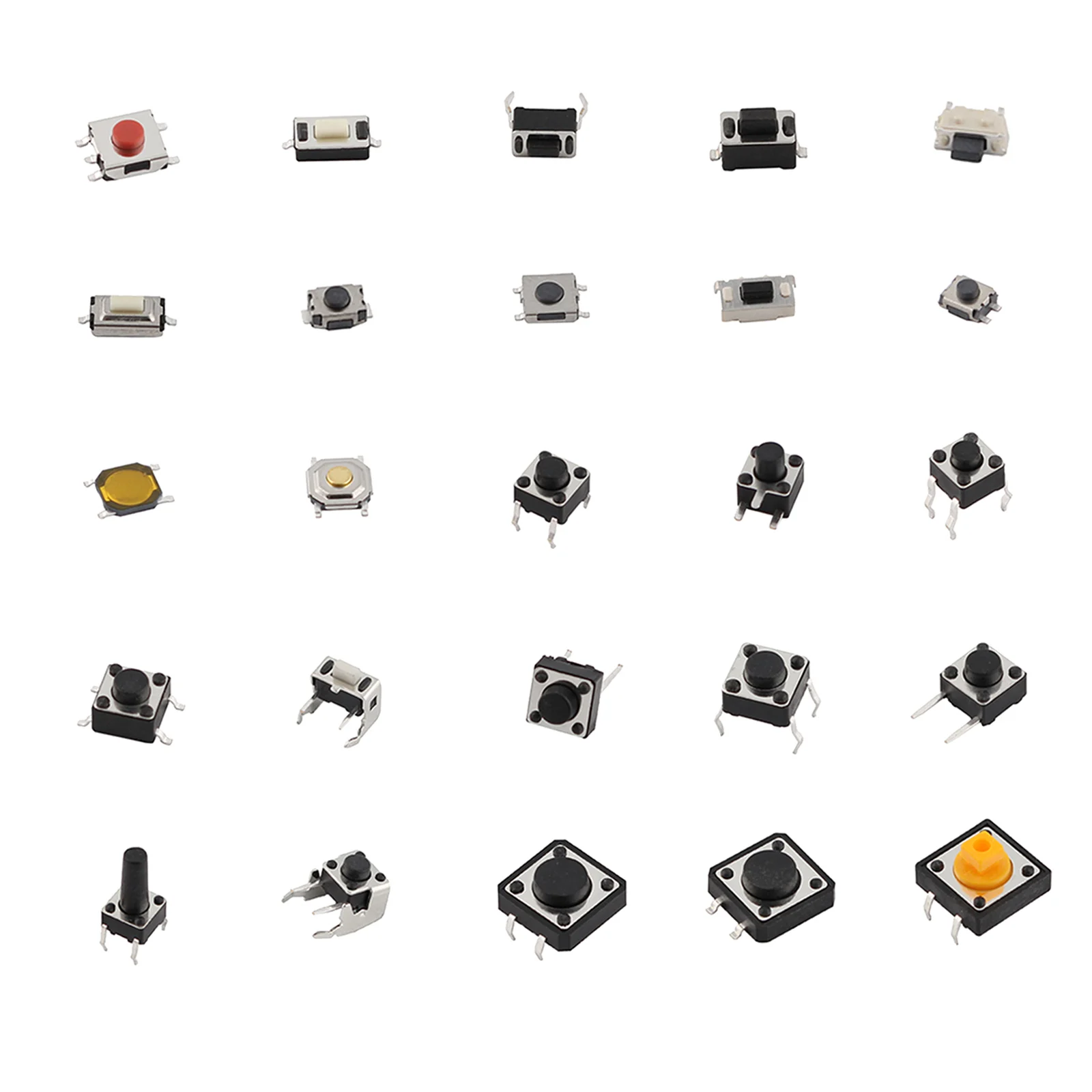 125 Pcs 25 Types Micro Push Button Assorted Micro Switches DIY Tool for TV Electronics Products Cameras Household Appliances