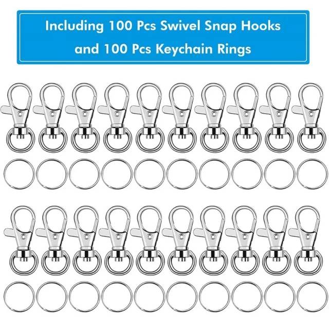 100PCS Keychain Hooks with Key Rings.. Metal Swivel Lobster Claw Clasps,  for Keychain Clip Lanyard, Jewelry Making, Crafts