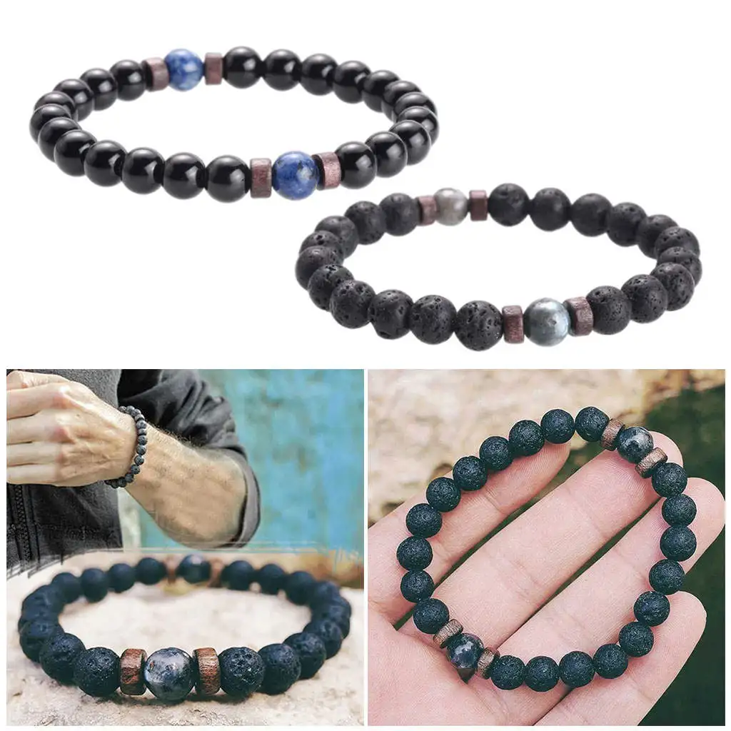Men Bracelet Natural Moonstone Bead 8mm Jewelry Gift Stone Diffuser Connect Adjustable Elastic Eternal Love Vows Beads