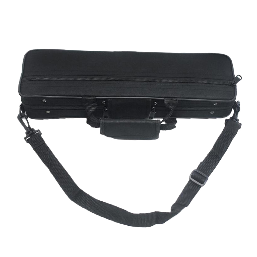 Portable Lightweight 16 Holes Flute Case Storage Bag Black Velvet Lining