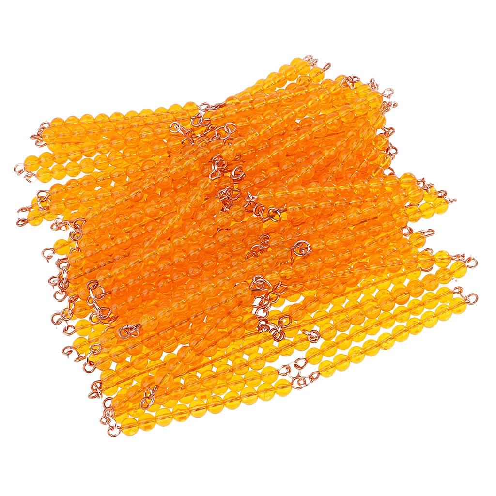 Montessori 1000 Pieces Beads 100 Ten-beads Bar Chain Orange For
