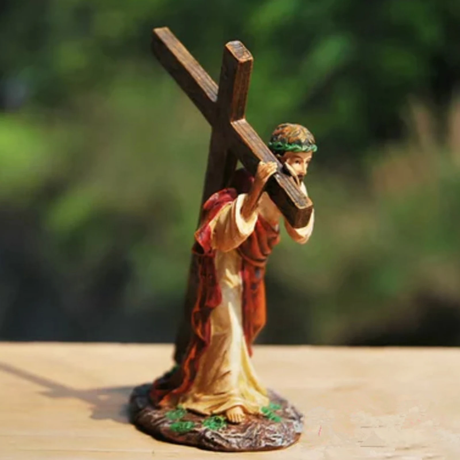 Resin Statue Jesus Crucifix Figurine Christ Figure Tabletop Collectibles