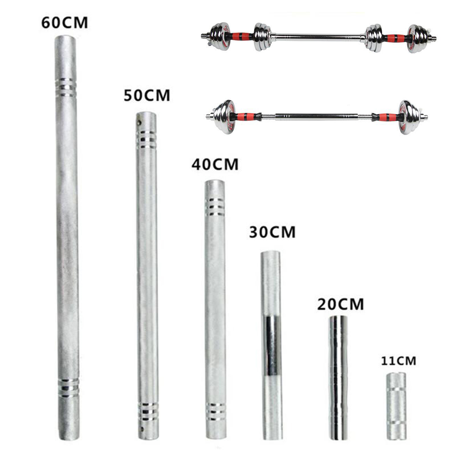 Standard Dumbbell Connecting Rod 20/30/40cm Threaded Dumbbell Bar Extender with Key and Adjusting Screws, Solid Barbell Handle