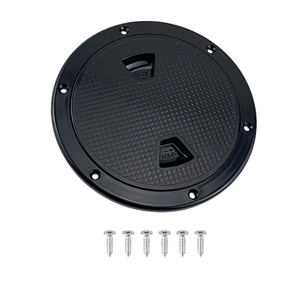 Black Marine Boat Round Deck Access Plate 6" Hardware Fits 6 Inch ID Hole 