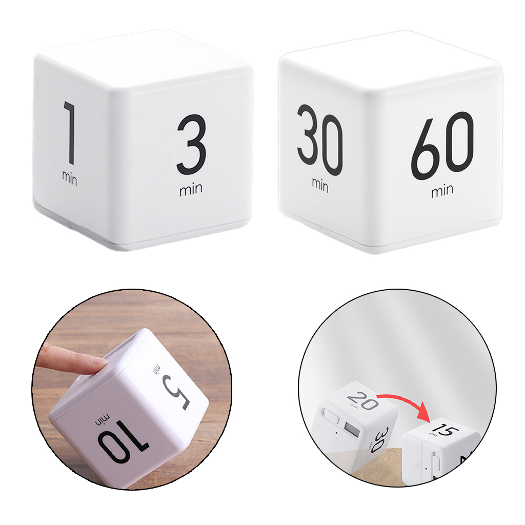 White Cube Kitchen Timer For Time Management Kids Timer Workout Timer Cooking Accessories Tools