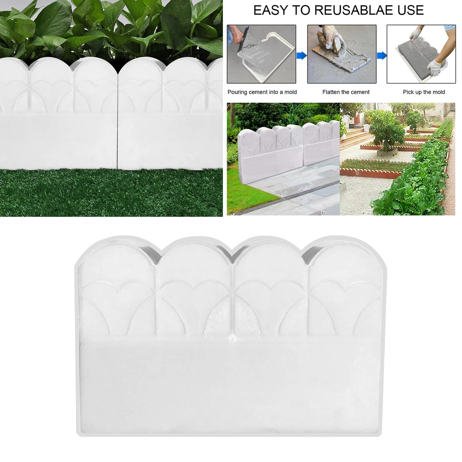 Garden Fence Form Concrete Cement Lawn Fence DIY Pavement Forms Reusable