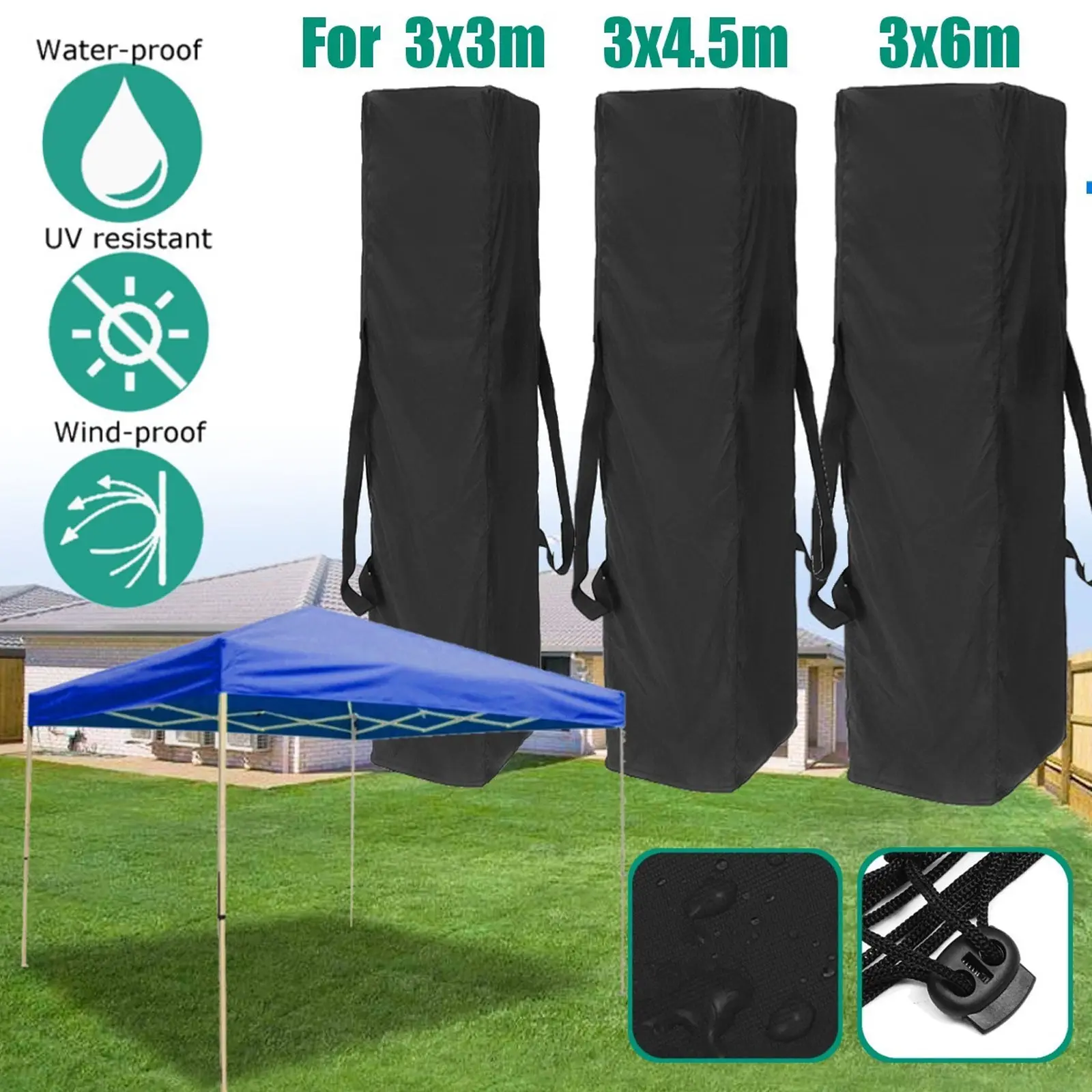 210D Polyester Cloth Up Canopy Tent Canopy Portable Storage Instant Canopy Shelter Straight Leg Carry Bag Bottom Opening
