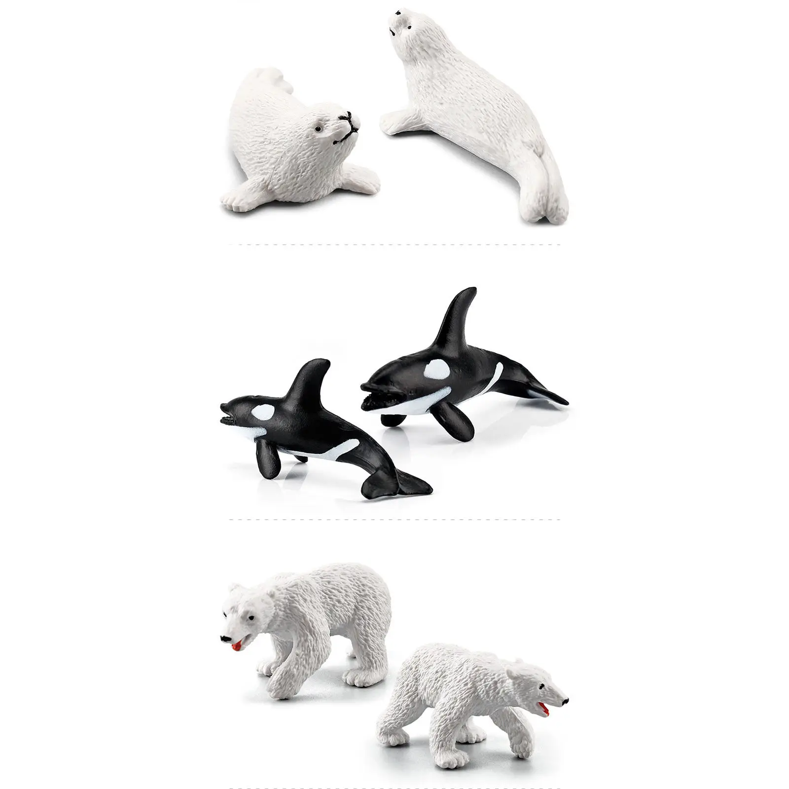 10Pack Lifelike Polar Animal Figurines Mini Figurines Models for Kids Gift 