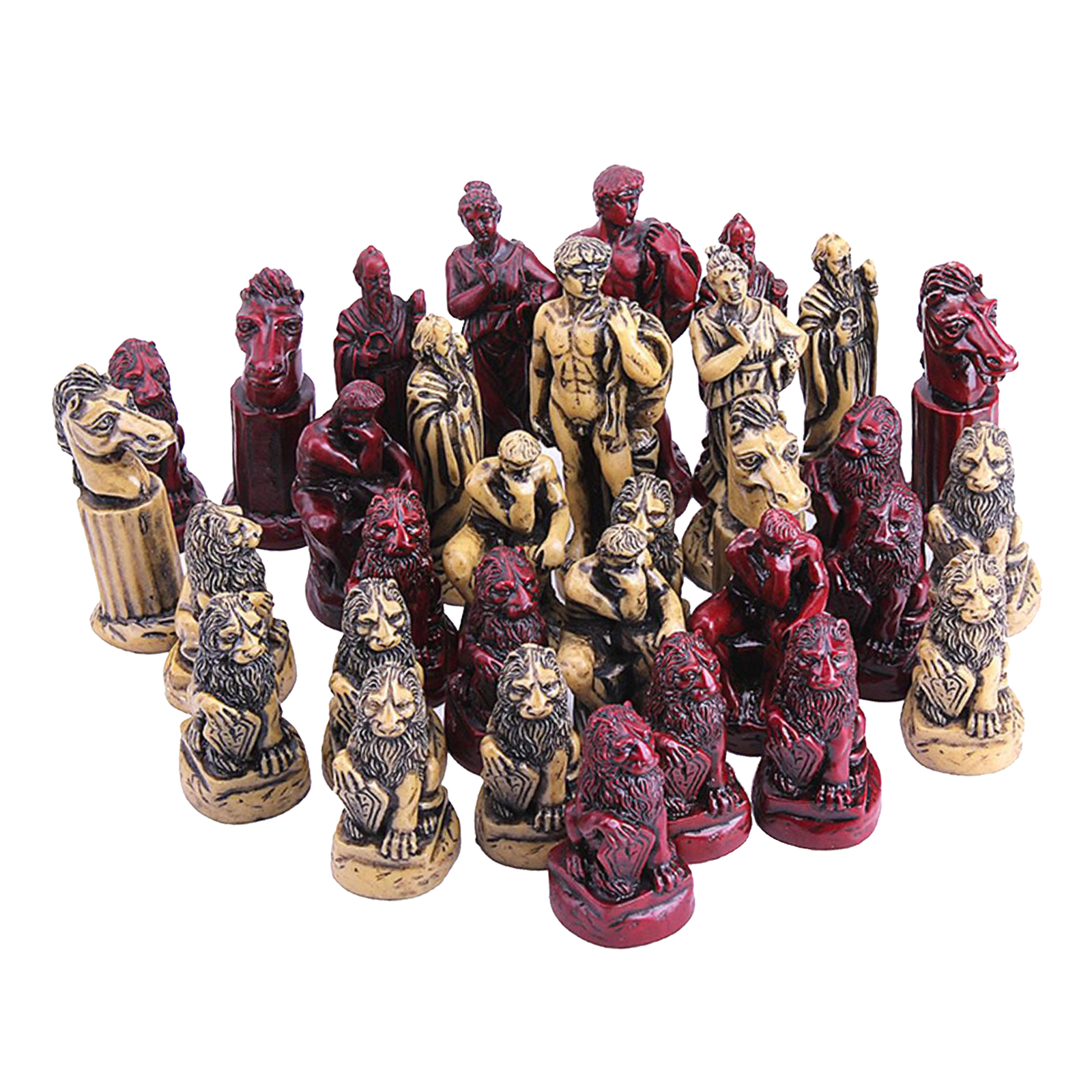 32pcs Chess Pieces, Antique Roman Checkers Chess Set Portable Game for Family, Gift for Kids Adult Friends, Chessmen Set