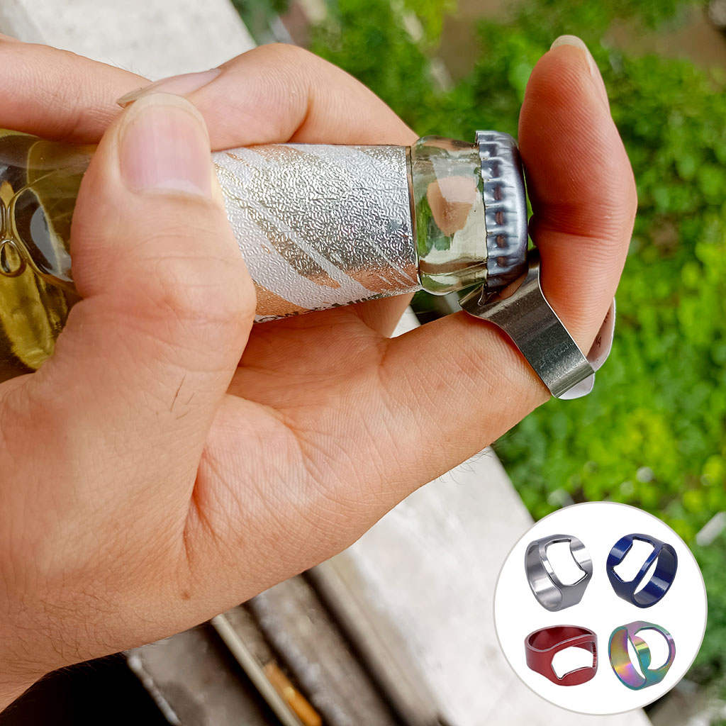 4 Pieces Bottle Opener Ring Colorful 4 Color Creative Lightweight Versatile Jewelry Finger for Holiday Family Gift Women Men