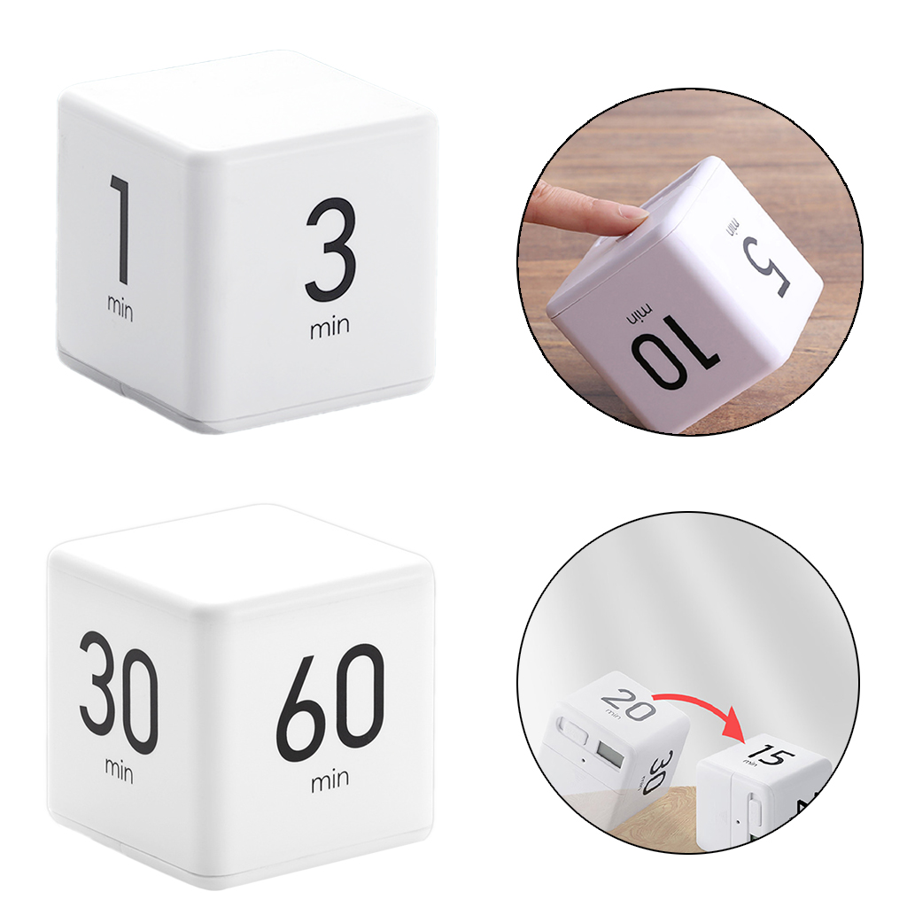 White Cube Kitchen Timer For Time Management Kids Timer Workout Timer Cooking Accessories Tools