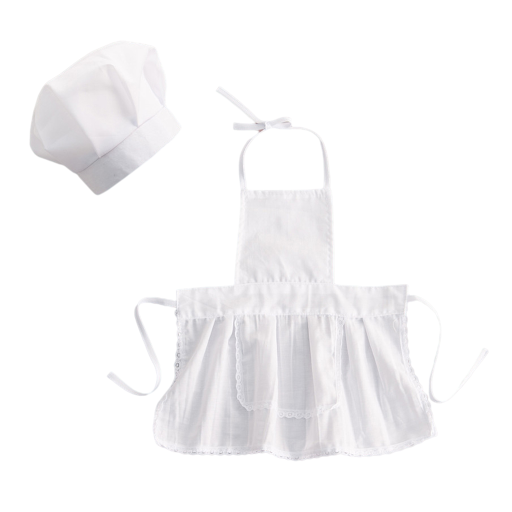 Breathable Soft Cotton Baby Infant Newborn Photography Prop Boys Girls Chef Apron Hat Cook Outfits Costume for Kids Baby Suit