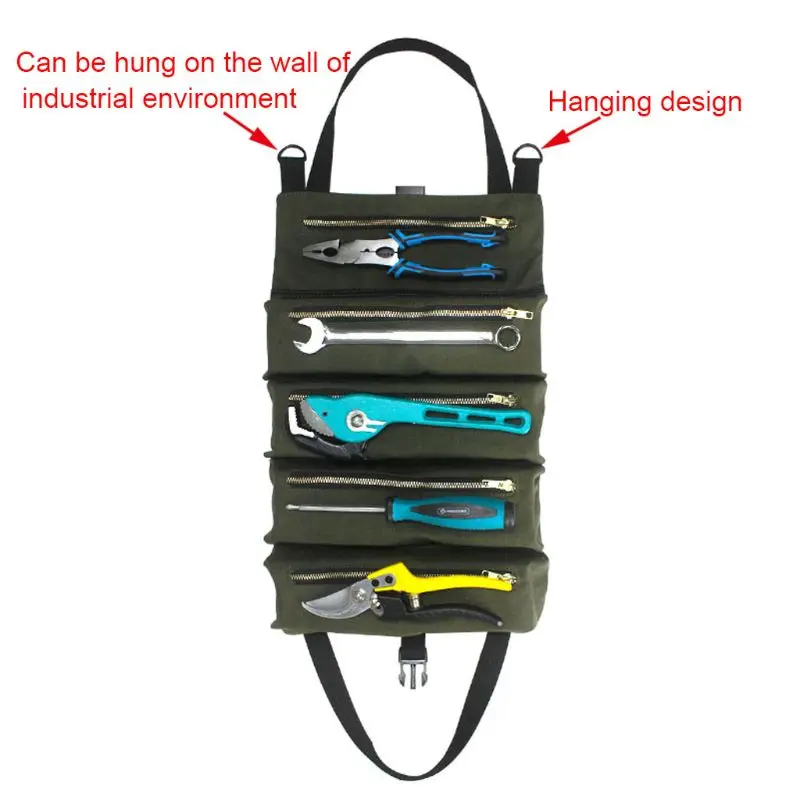Multi-purpose Tool Roll Up Canvas Storage Bag Key Pouch Car Hanging Zipper Carrier Tote Organizer plumbers tool bag