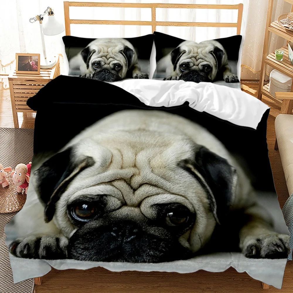 Angle Pug Christmas Modern Printed Pug Duvet Quilt Cover Bedding Set All Sizes 