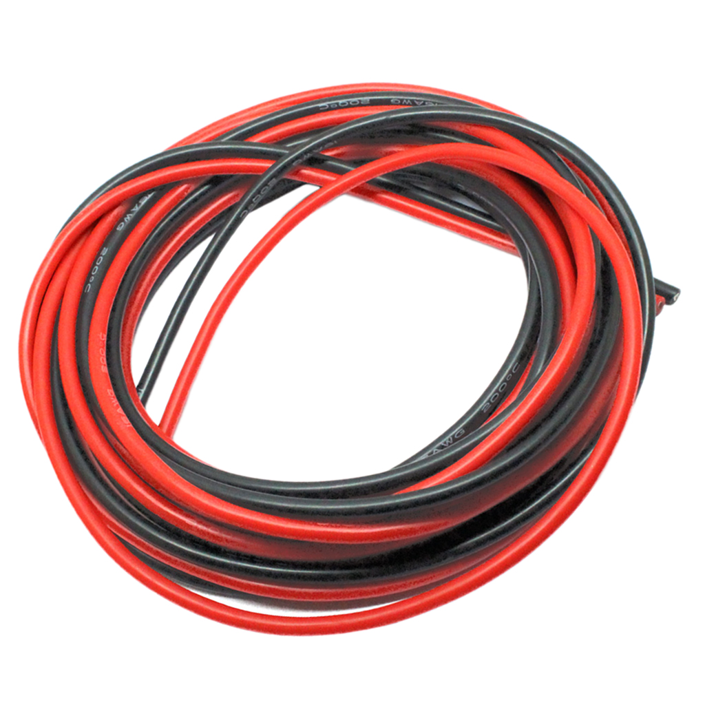 2Pcs 16AWG Flexible Silicone Cable High Temperature Resistant  Black