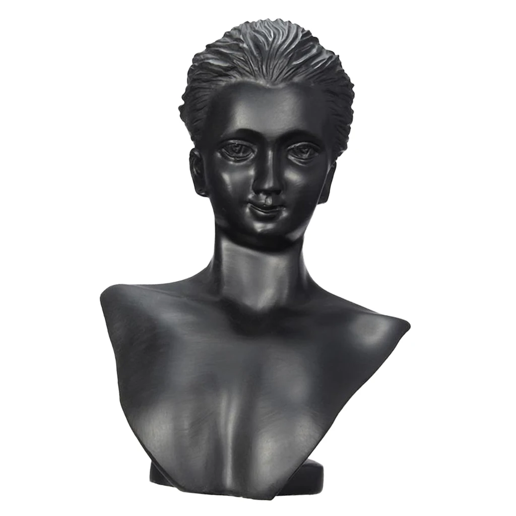 Resin Women Mannequin Bust Model Counter Necklace Earring Jewelry Display Rack