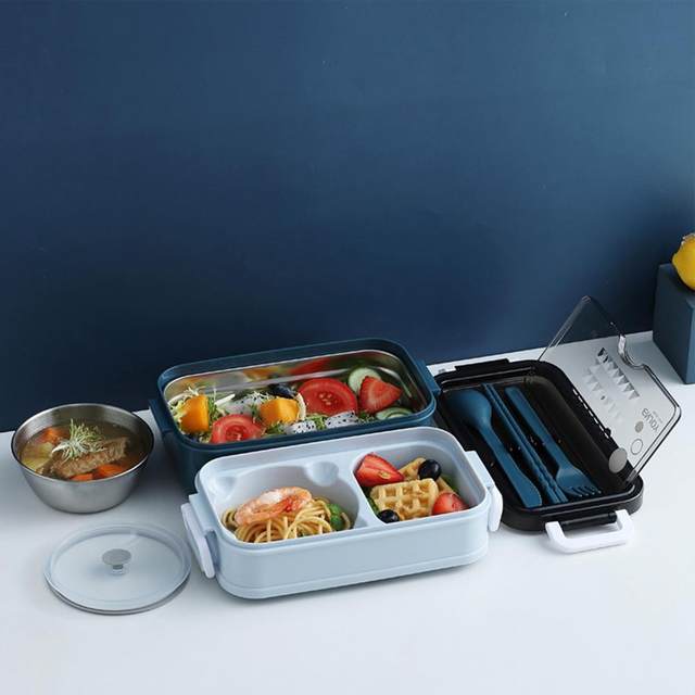 1 Set 1600ML Lunch Box Portable Handle Good Sealing Bento Box Air Vent  Leak-Proof Microwavable